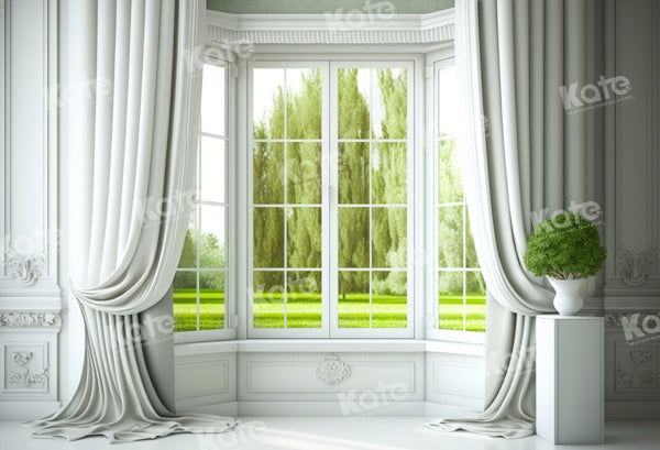 Kate Spring/Summer Vintage White Curtain Window Outside Tree Backdrop Designed by Chain Photography