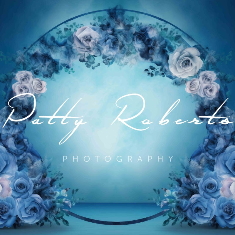 Kate Blue Watercolor Flower Loop Backdrop Designed by Patty Robert