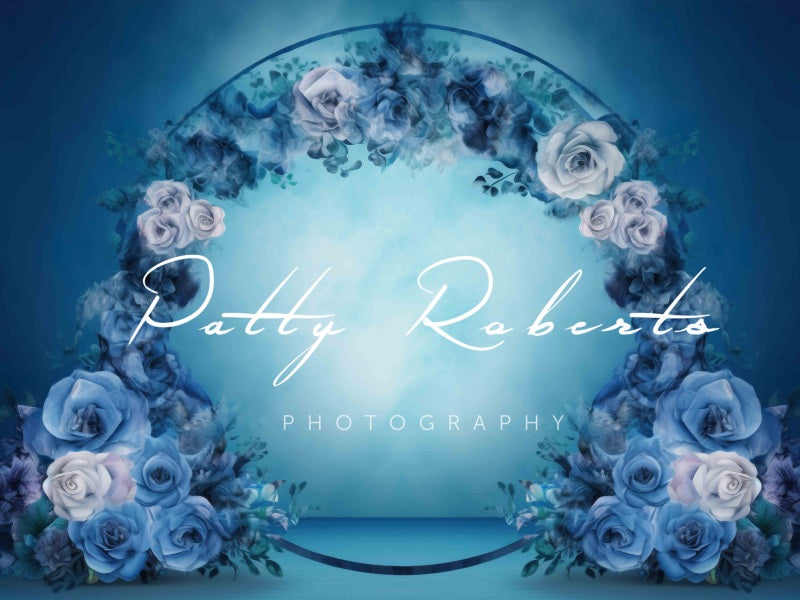 Kate Blue Watercolor Flower Loop Backdrop Designed by Patty Robert