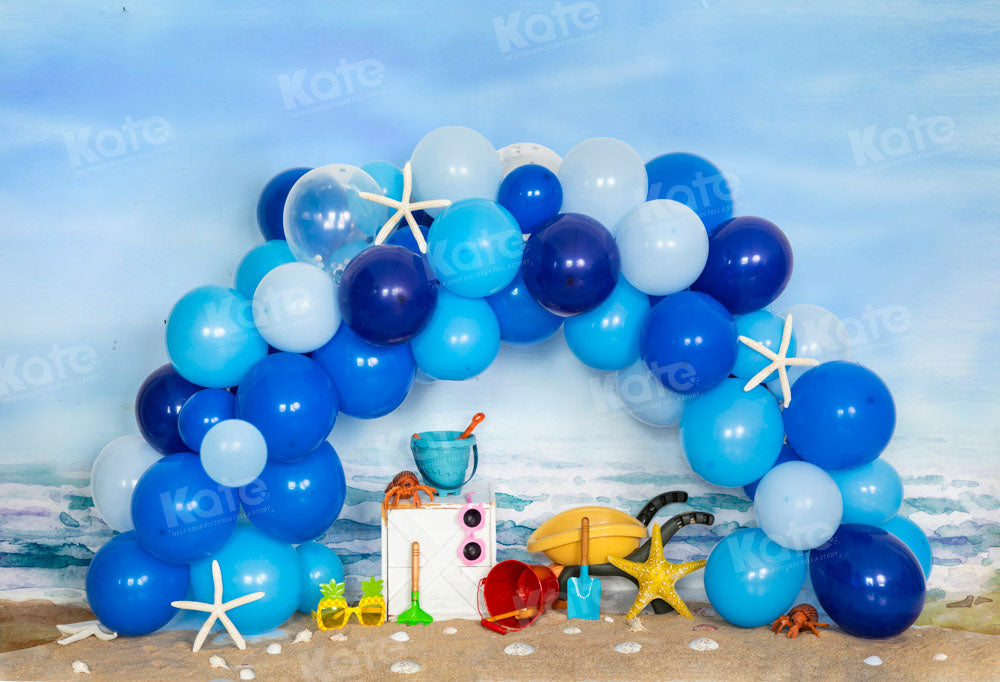 Kate Summer Blue Balloon Arch Sea Backdrop Designed by Emetselch