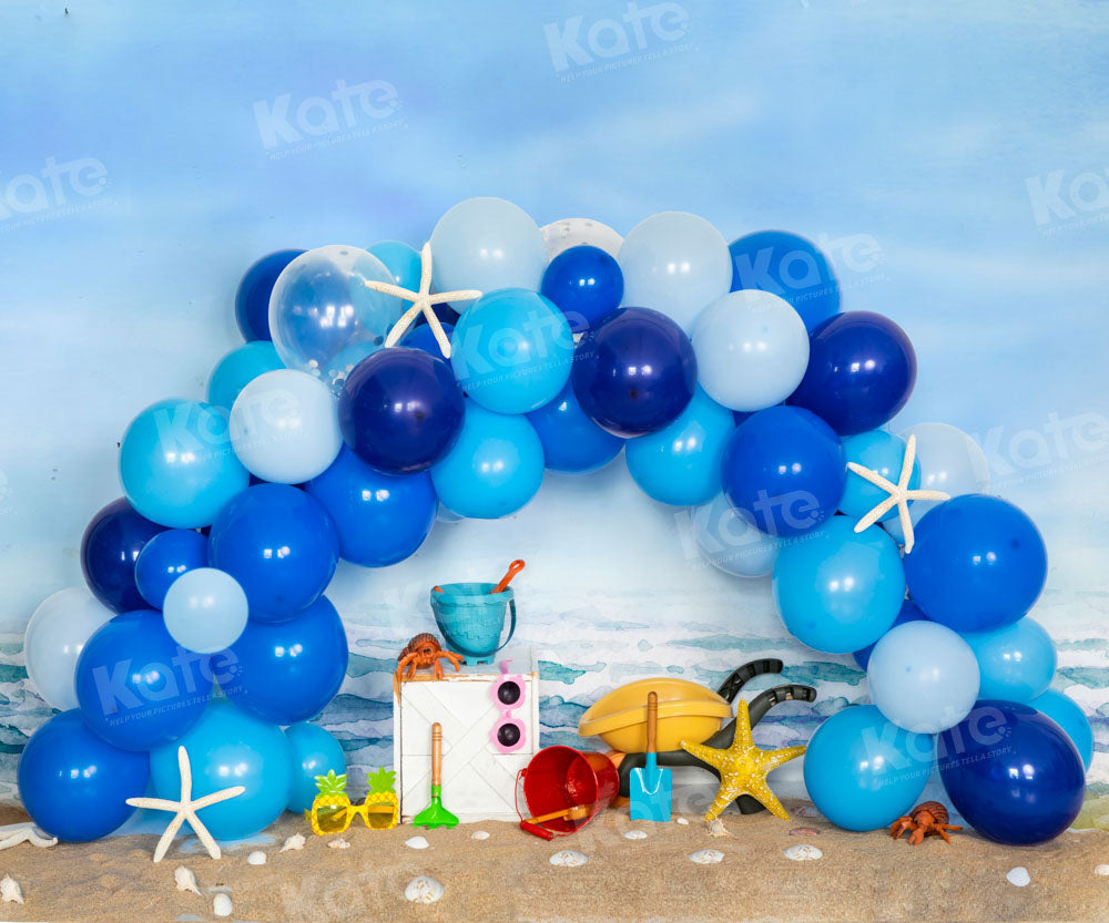 Kate Summer Blue Balloon Arch Sea Backdrop Designed by Emetselch