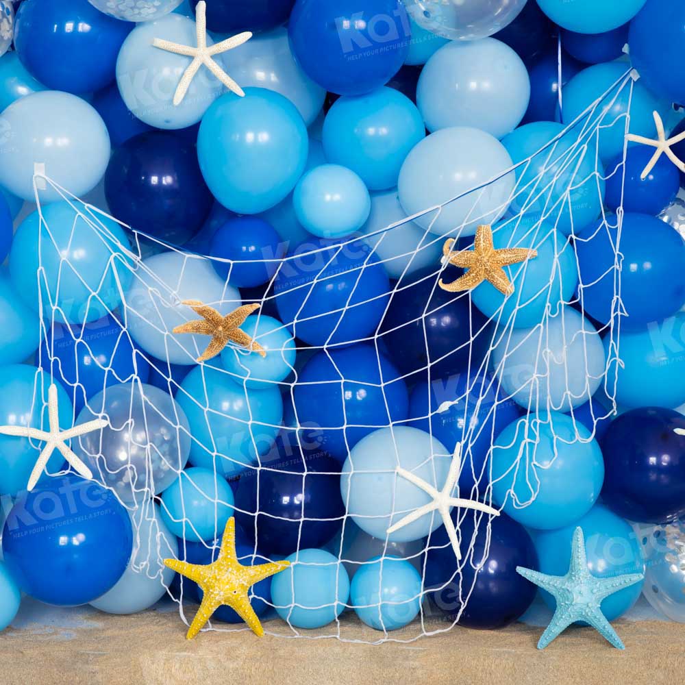 Kate Summer Blue Balloon Fishing Backdrop for Photography