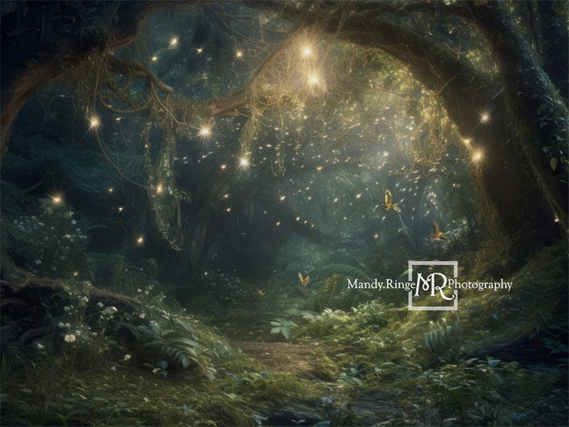 Kate Pet Enchanted Fairy Forest at Night Summer Backdrop Designed by Mandy Ringe Photography