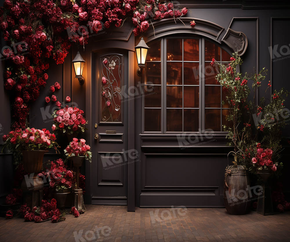 Kate Pet Valentine's Day Rose Floral House Door Backdrop Designed by Emetselch