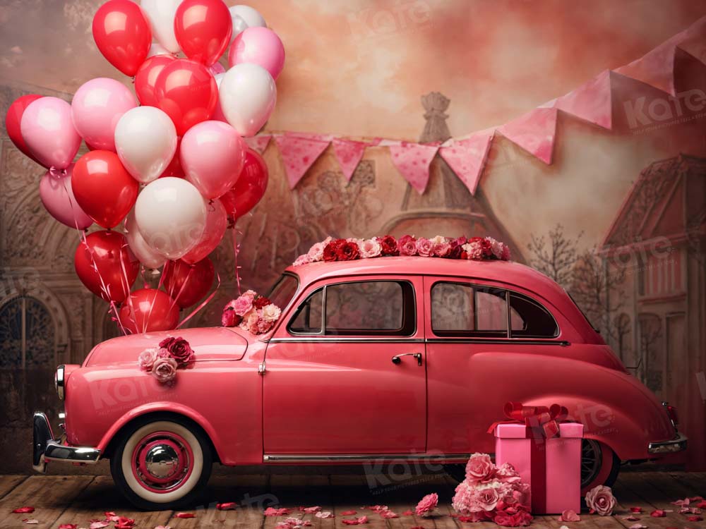 Kate Pet Valentine's Day Pink Car Balloon Backdrop Designed by Emetselch