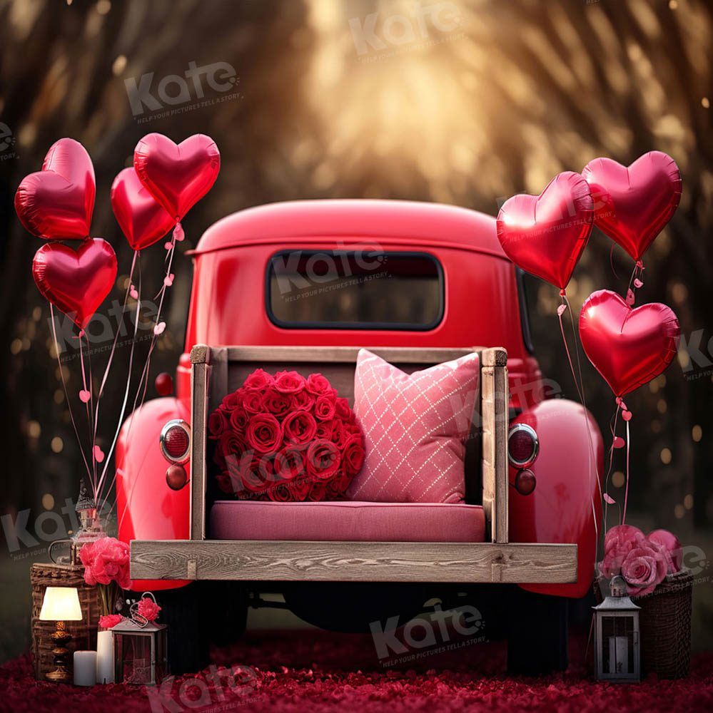 Kate Pet Valentine's Day Love Balloon Truck Backdrop Designed by Chain Photography