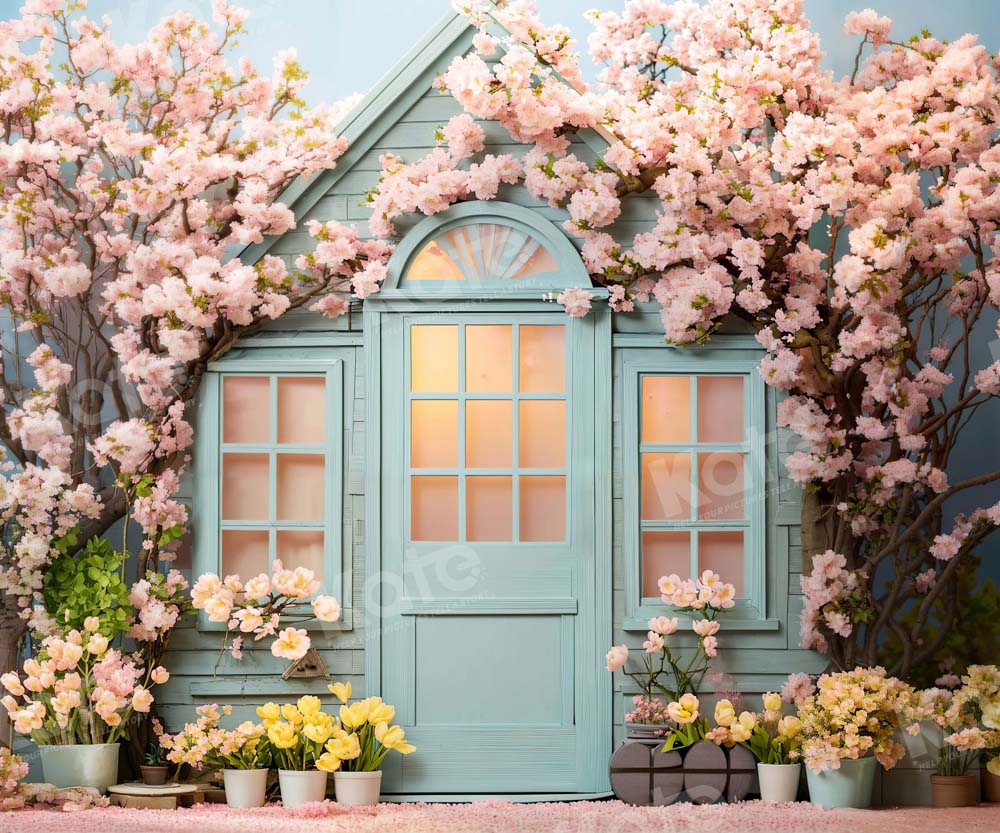Kate Pet Spring Flowers House Backdrop Designed by Emetselch