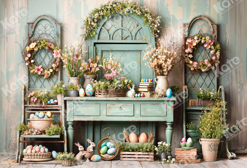 Kate Pet Easter Greenery Flowers Backdrop Designed by Emetselch