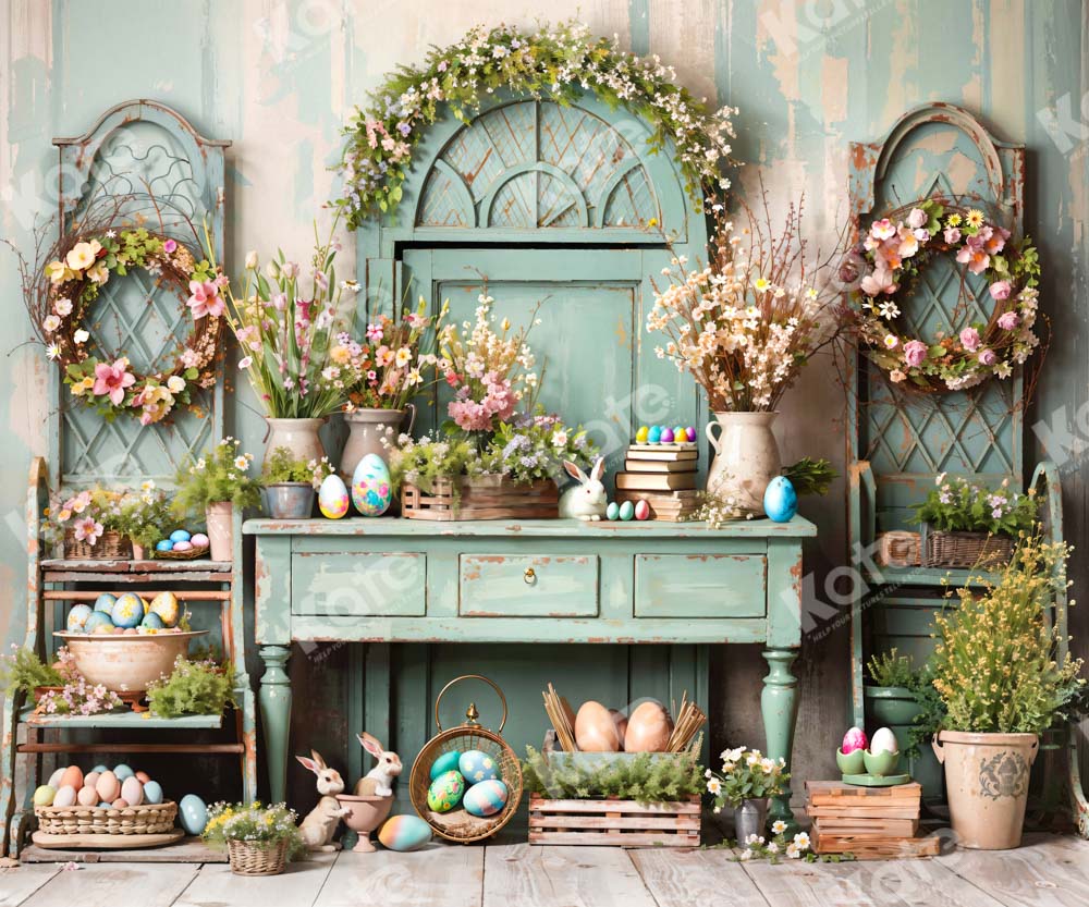 Kate Pet Easter Greenery Flowers Backdrop Designed by Emetselch
