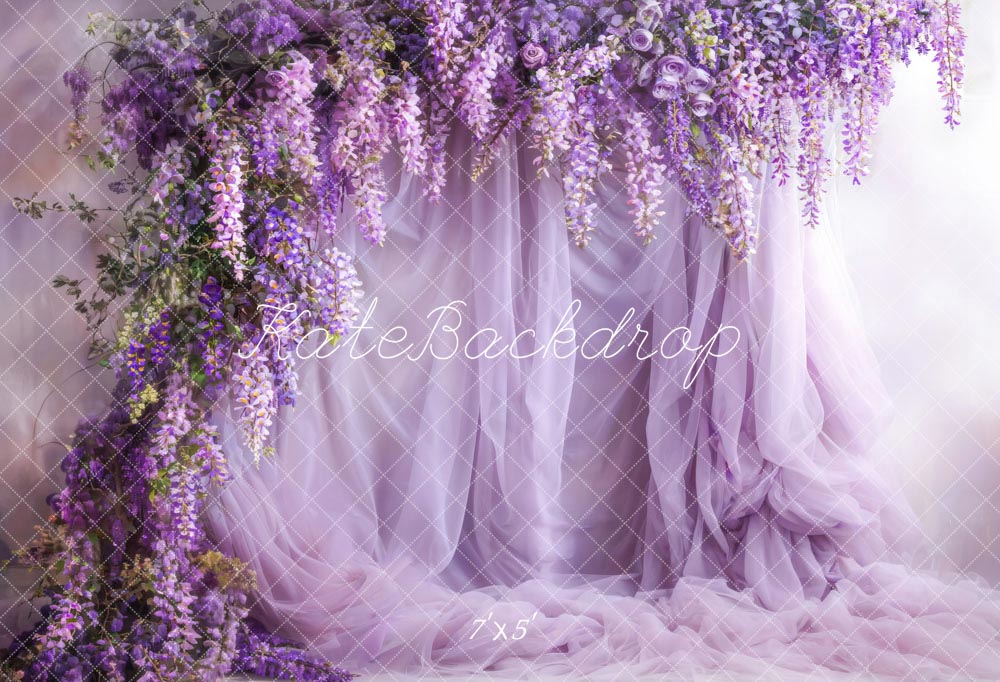 Kate Pet Spring Fresh Wisteria Purple Curtain Backdrop Designed by Emetselch