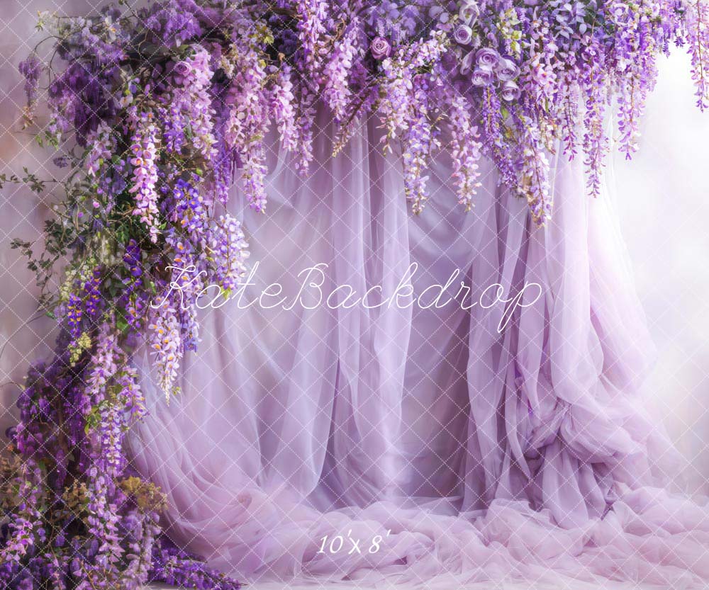 Kate Pet Spring Fresh Wisteria Purple Curtain Backdrop Designed by Emetselch