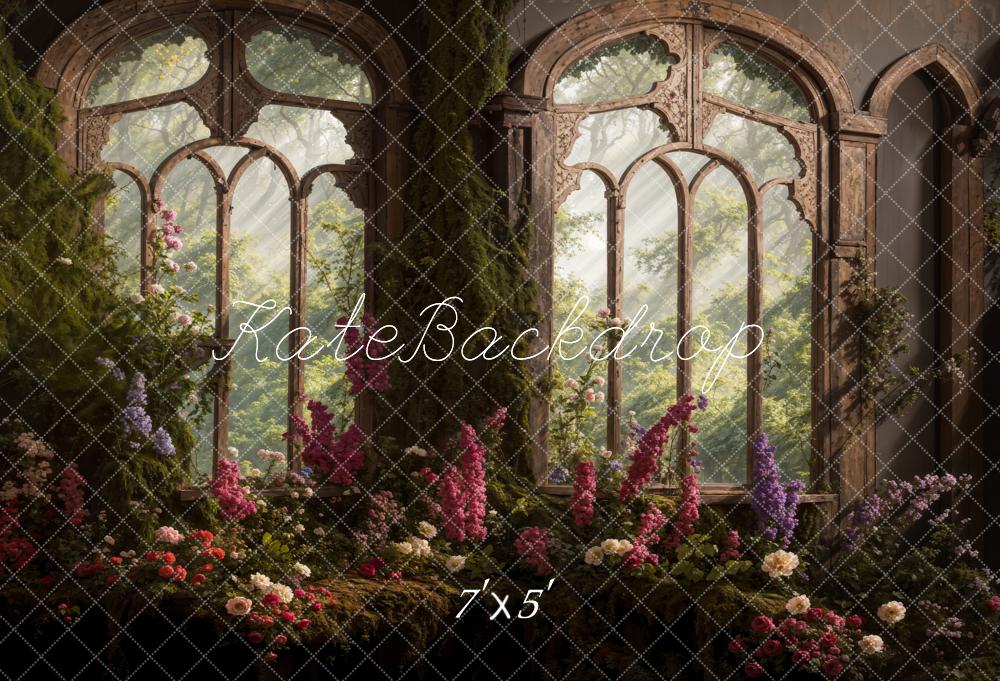 Kate Pet Spring Flowers Arch Window Backdrop Designed by Emetselch
