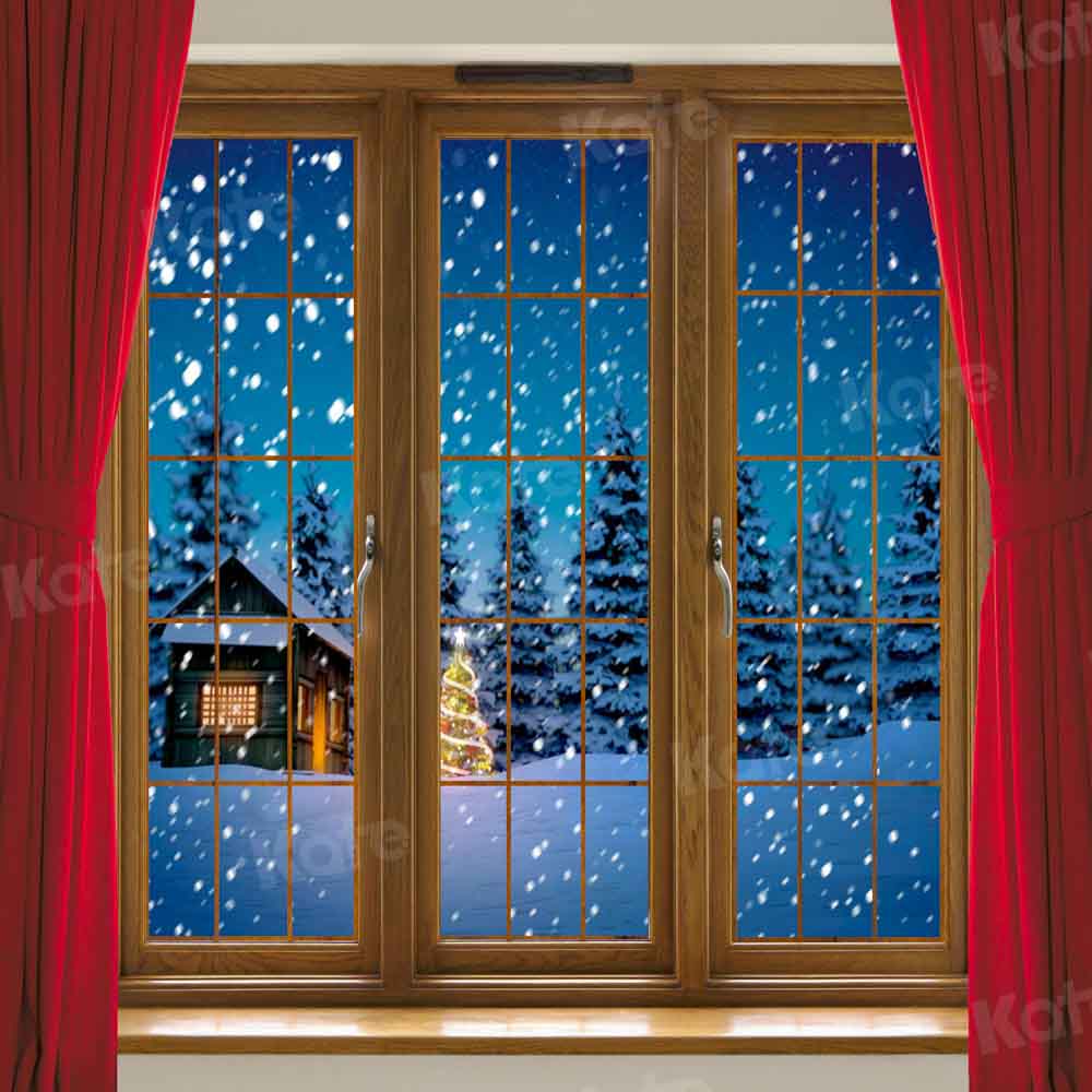 Kate Christmas Red Curtain Background Winter for Photography Designed by Chain Photography