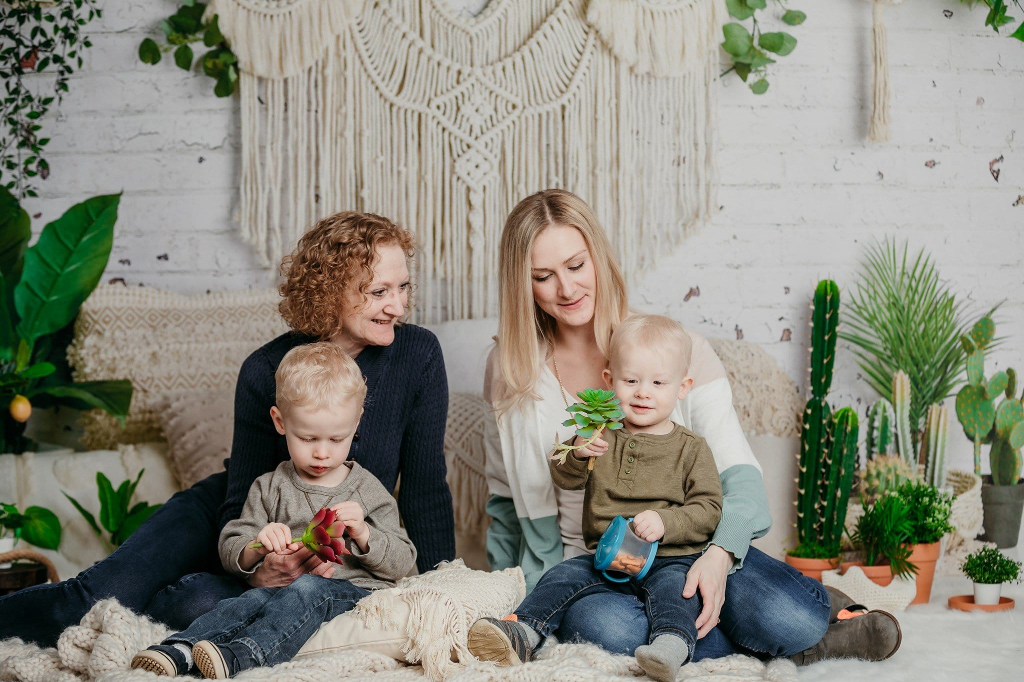 Kate Boho Macrame Floor Pillows with Plants Spring/mother's Day Backdrop Designed By Mandy Ringe Photography - Kate Backdrop
