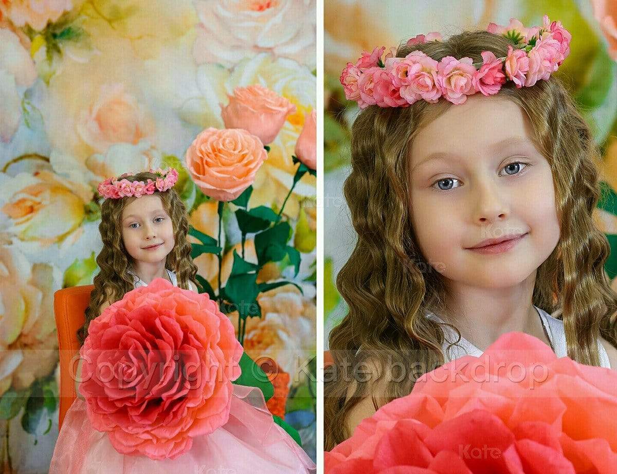 Kate Yellow Florals Background Photography Monther's Day Backdrop - Katebackdrop