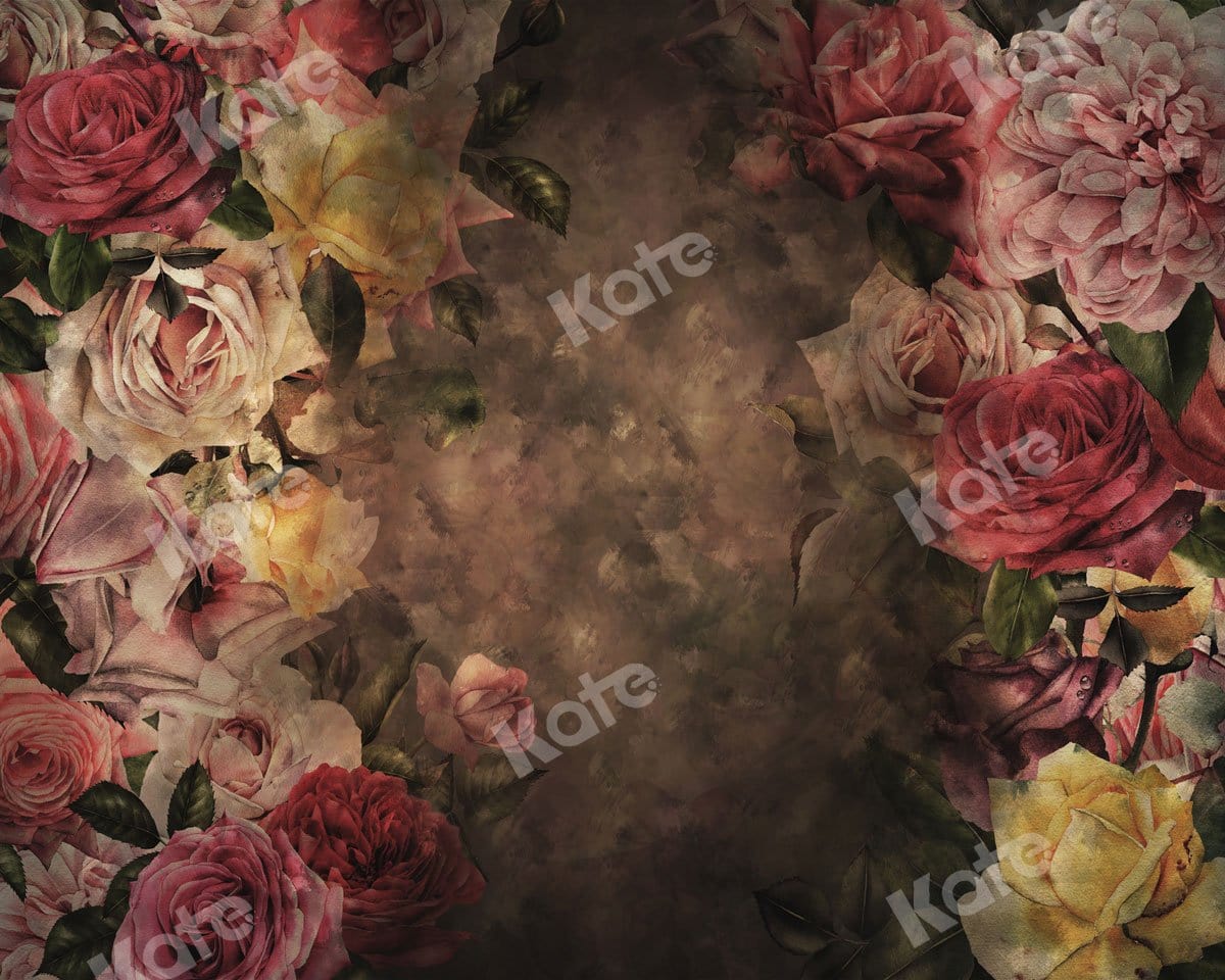 Kate Florals Rose Vintage Rubber Floor Mat for Photography