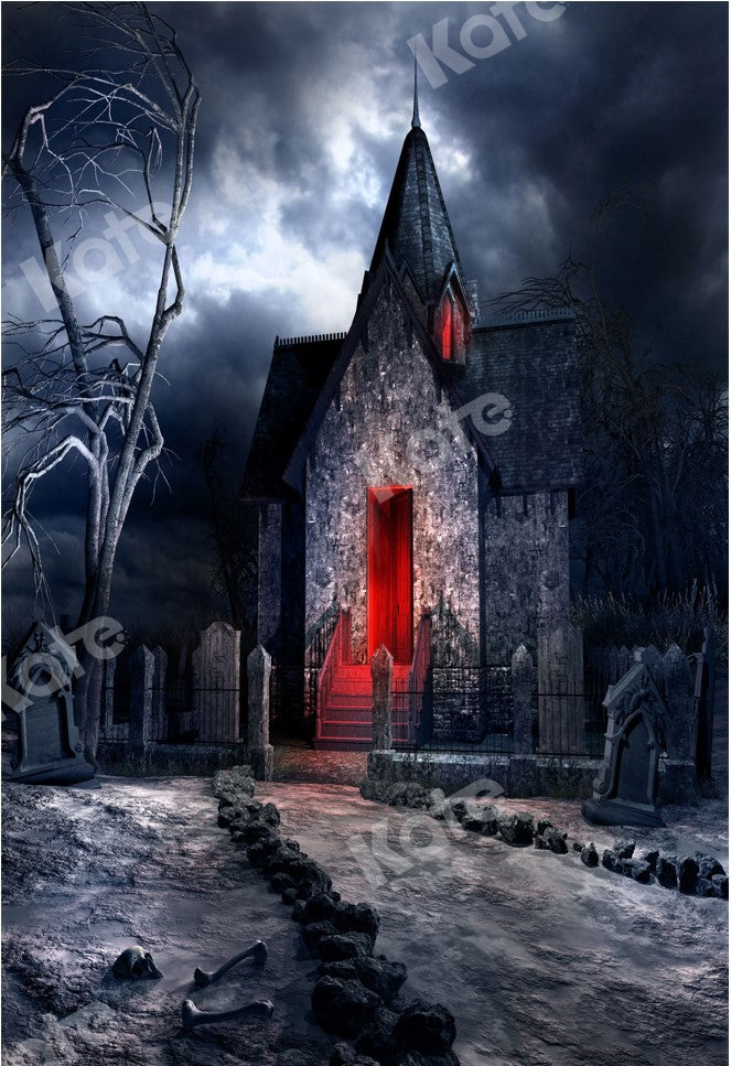 Kate Halloween Haunted House Backdrop Graveyard Creepy for Photography