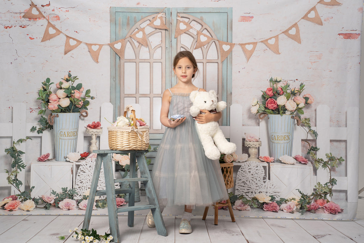Vintage Rustic Garden Floral Backdrop