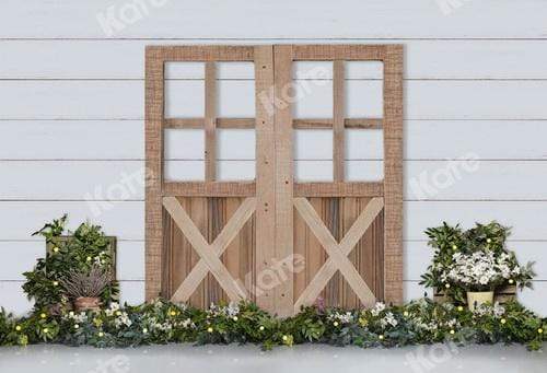 Katebackdrop£ºKate Wood Door Backdrop with Plants for Photography