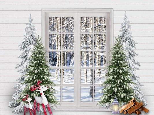 Katebackdrop£ºKate Christmas Trees Window Snow View Backdrop Designed By Jerry_Sina