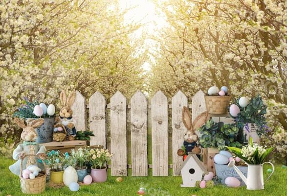 Kate Easter/spring Garden Fence Cherry Blossom Backdrop Designed By JS Photography