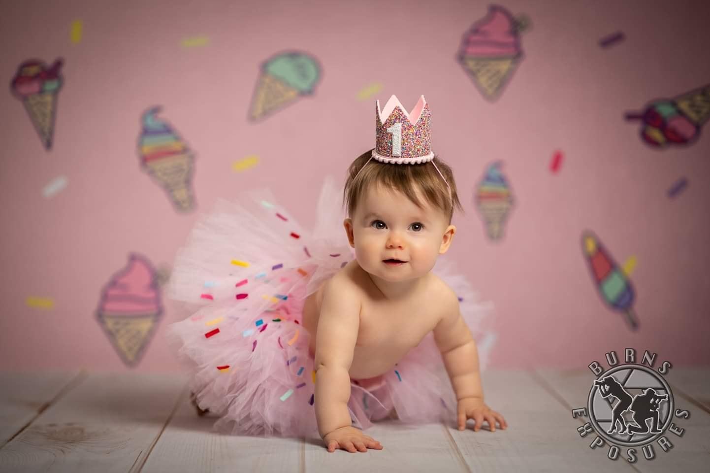 Kate Pink Background with Ice Cream Summer cake smash Backdrop Designed by JFCC