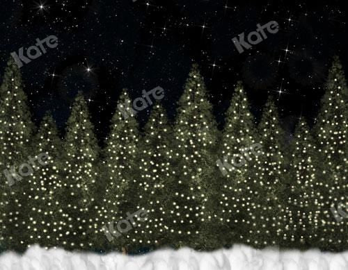 Kate Christmas Backdrop Night Pine Forest with Lights for Photography