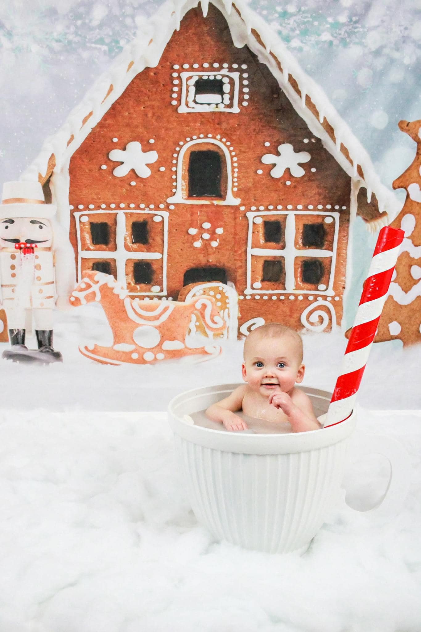RTS Kate Christmas Gingerbread House Hot Cocoa Backdrop for Photography