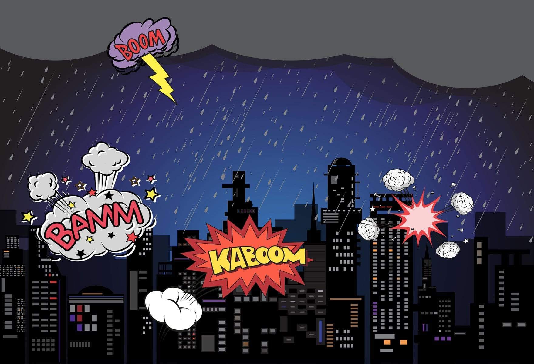 Katebackdrop鎷㈡綖Kate Boom super hero city night children backdrop
