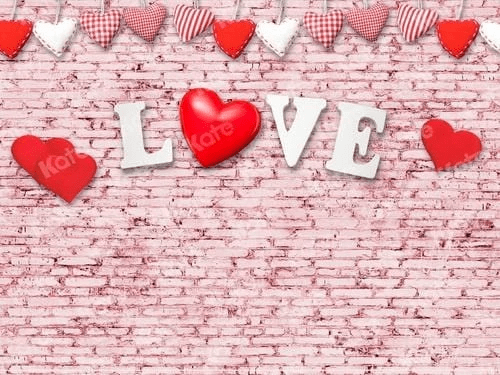 Katebackdrop鎷㈡綖Kate Love Brick Wall Backdrop for Valentines
