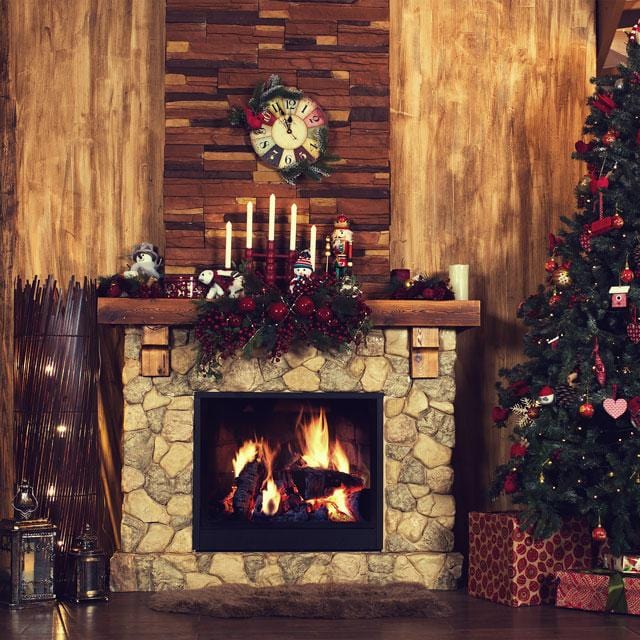 Kate Fireplace With Christmas Tree for Photography