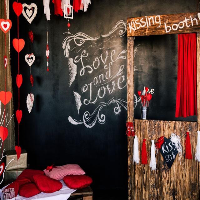 Kate Kiss Booth Valentines Backdrop for Photography