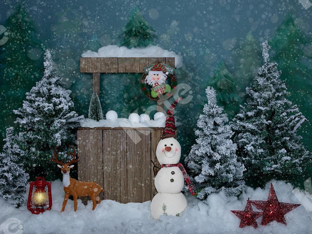 Kate Christmas Backdrop Hot Cocoa Snowman Designed by Jia Chan Photography - Kate Backdrop
