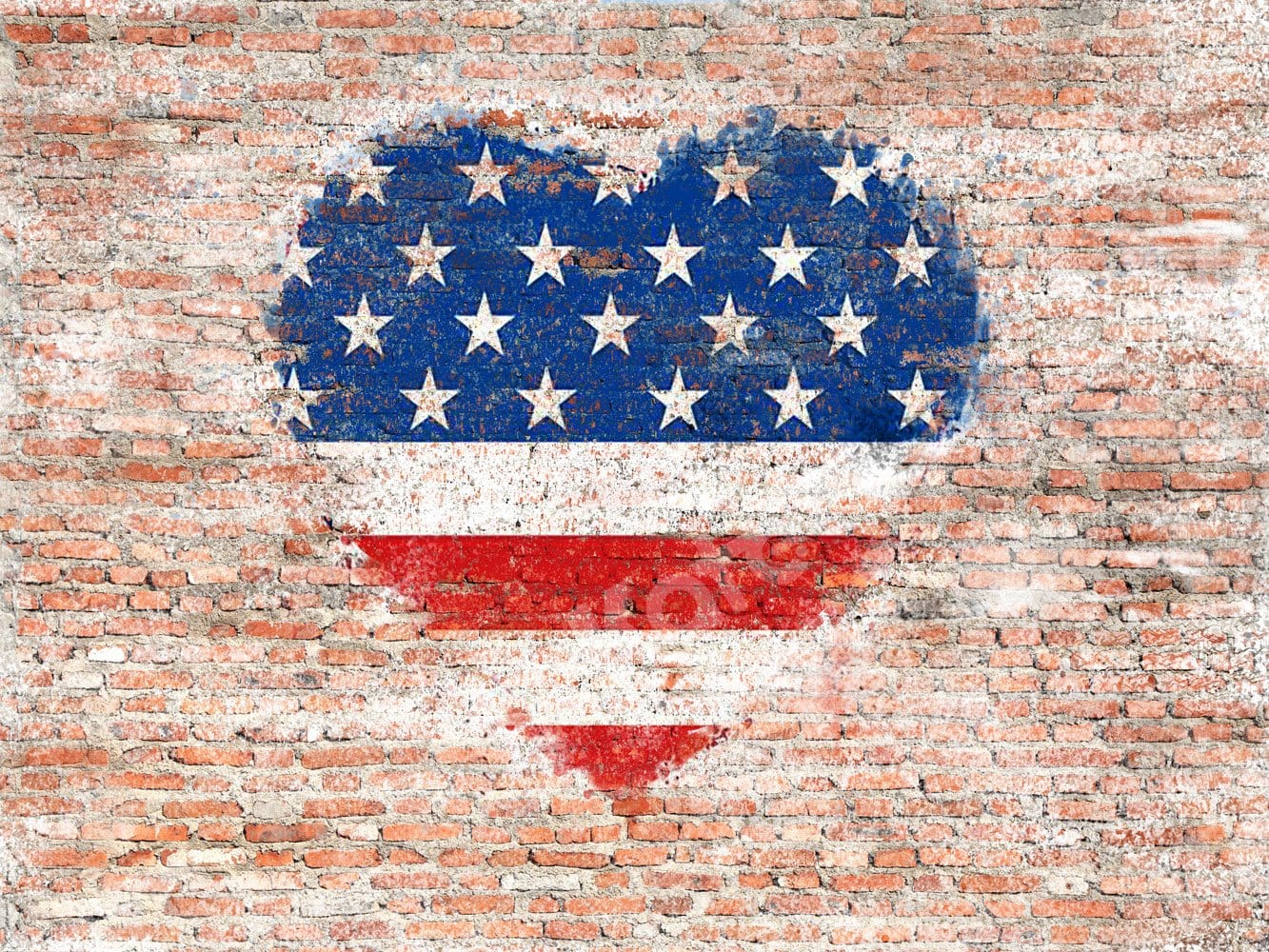 Kate Heart US Flag Brick Backdrop Designed by Jia Chan Photography
