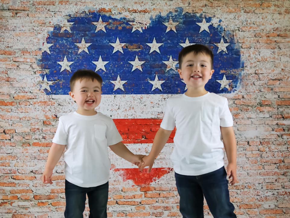 Kate Heart US Flag Brick Backdrop Designed by Jia Chan Photography
