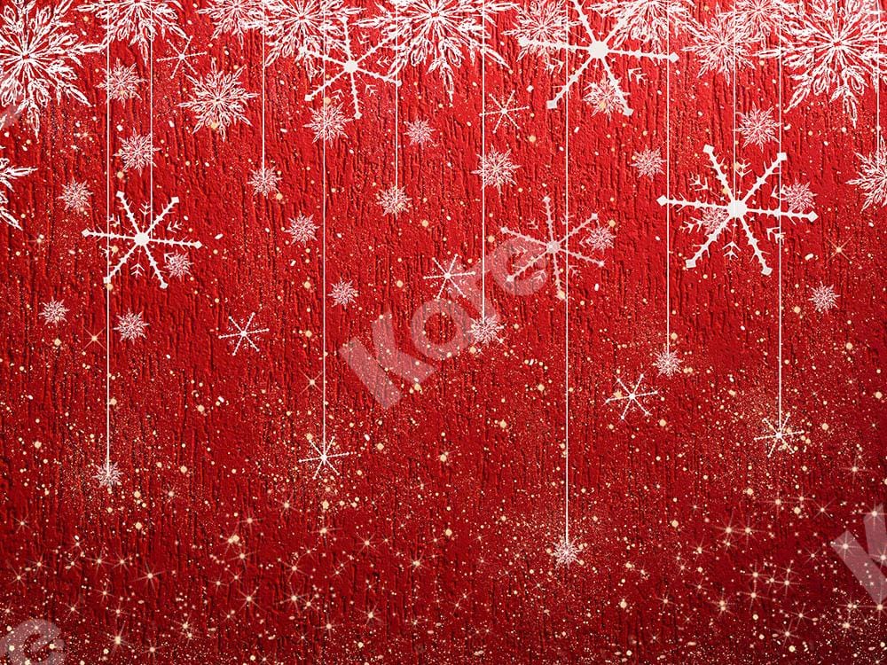 Kate Xmas Backdrop Snowflake Red Christmas Designed by Chain Photography