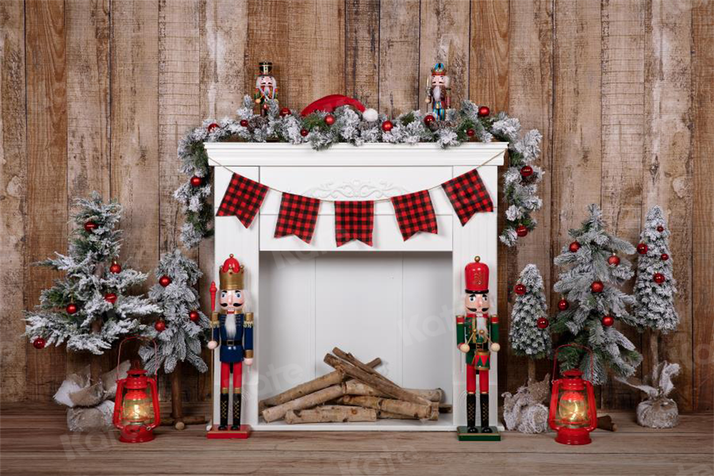 Kate Christmas Fireplace Wood Backdrop Designed by Emetselch