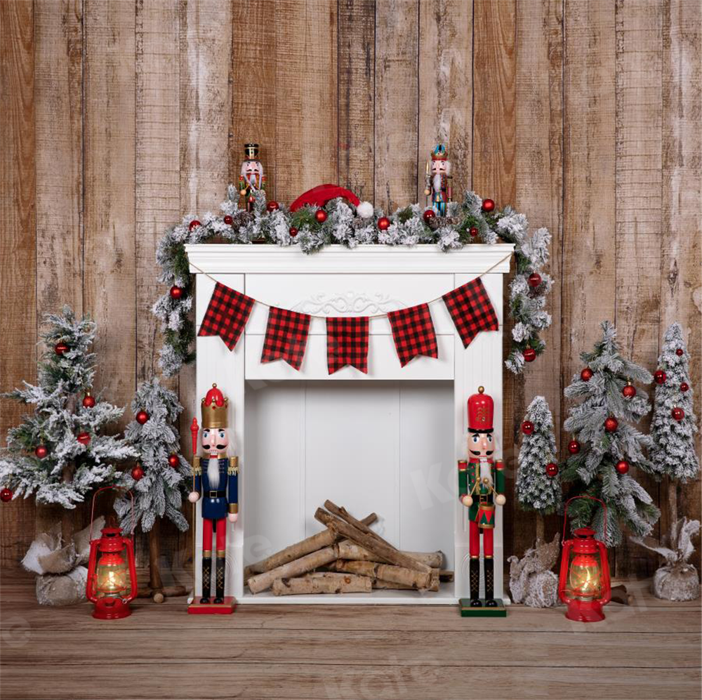 Kate Christmas Fireplace Wood Backdrop Designed by Emetselch