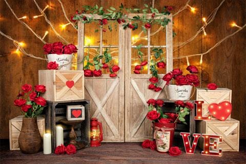 Kate Valentine's Day Roses Lights Backdrop Designed by Emetselch - Kate Backdrop