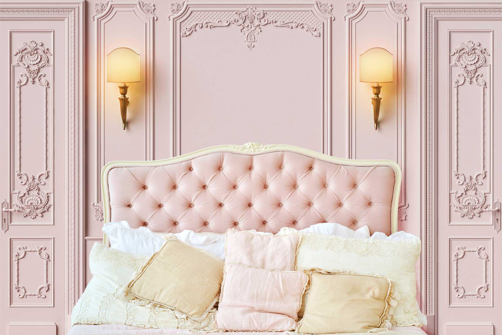 Kate Boudoir Pink Headboard Pink Wall Backdrop Designed by Chain Photography