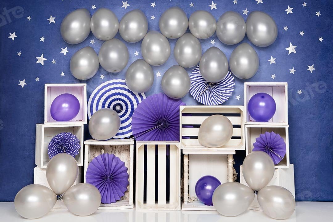 Kate Cake Smash Stars Balloons Party Backdrop Designed by Emetselch - Kate Backdrop
