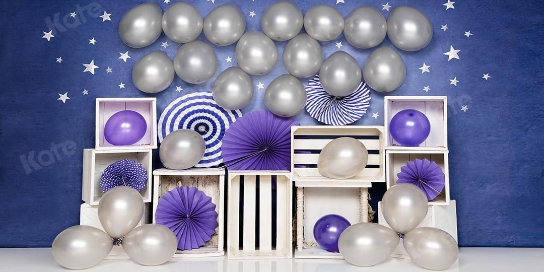 Kate Cake Smash Stars Balloons Party Backdrop Designed by Emetselch - Kate Backdrop