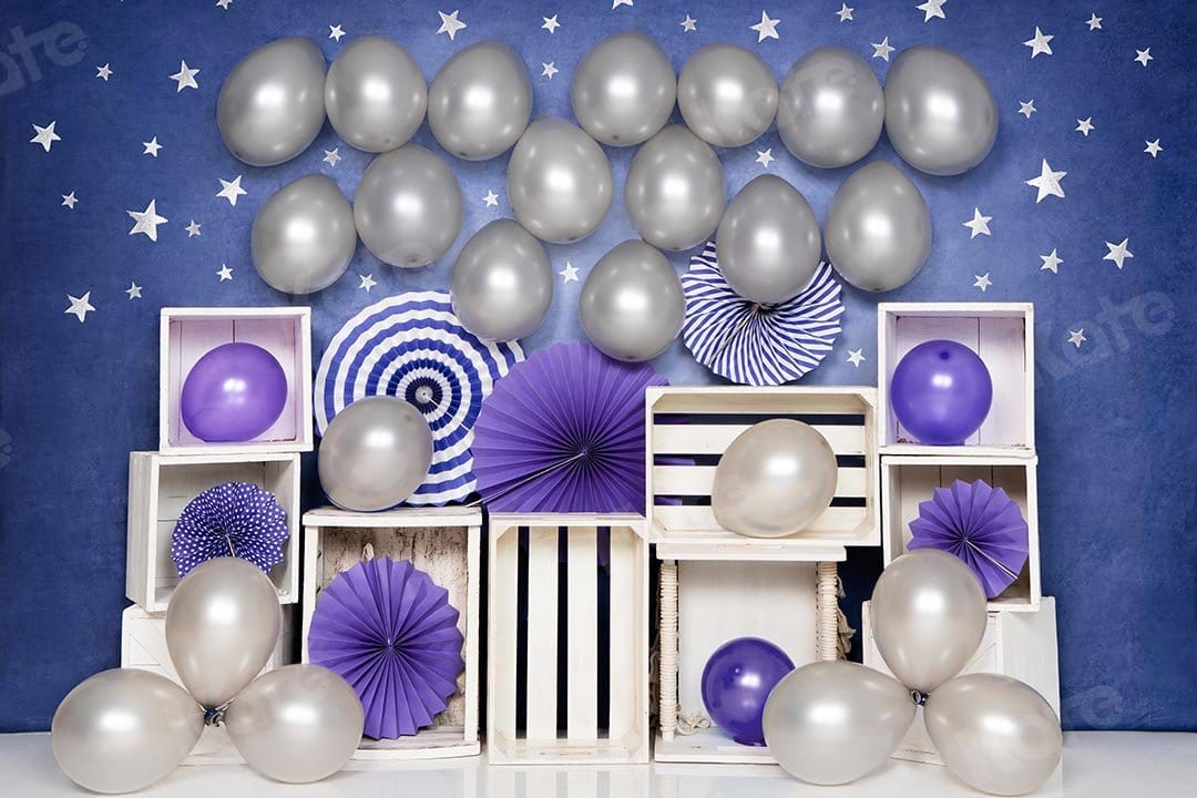 Kate Cake Smash Stars Balloons Party Backdrop Designed by Emetselch - Kate Backdrop