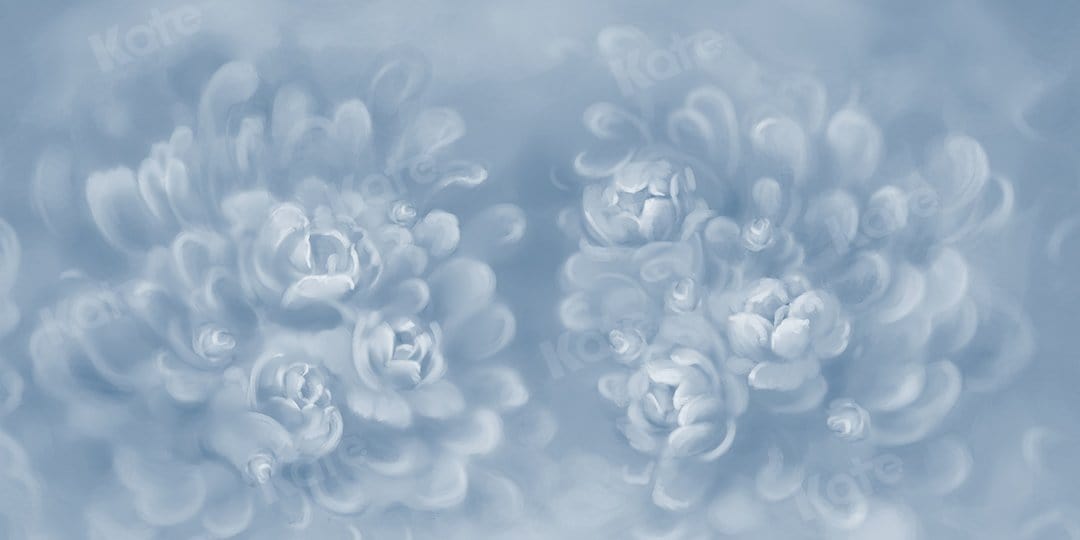 Kate Fine Art Gray Blue Florals Texture Backdrop Designed by GQ