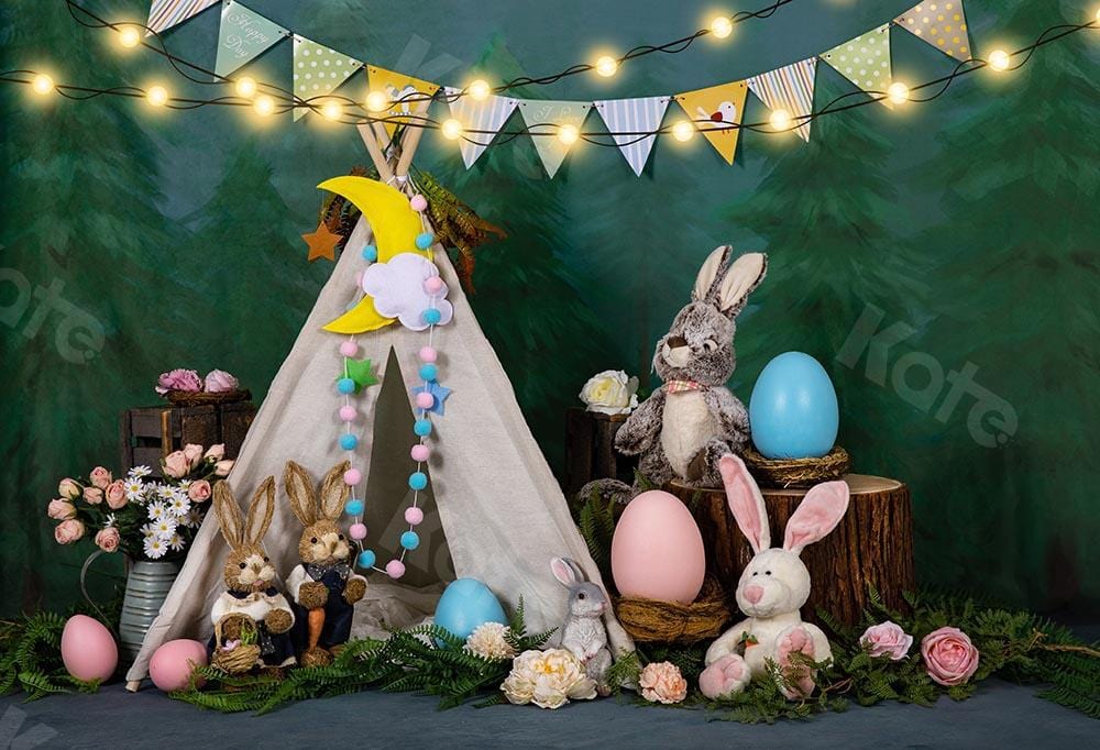 Kate Easter/spring Tent Bunny Eggs Backdrop Designed by Emetselch