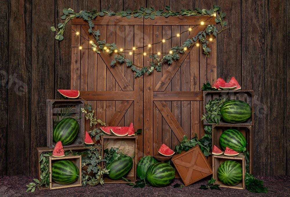 Kate Summer Cake Smash Watermelon Barn Door Backdrop Designed by Emetselch