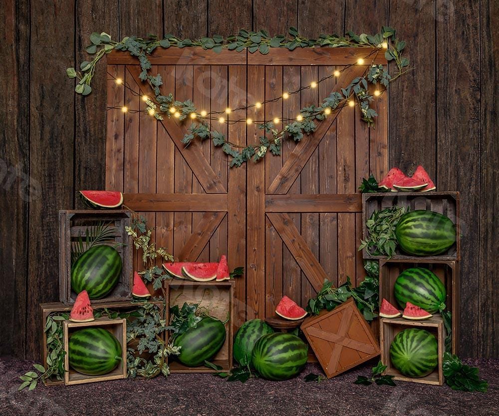 Kate Summer Cake Smash Watermelon Barn Door Backdrop Designed by Emetselch