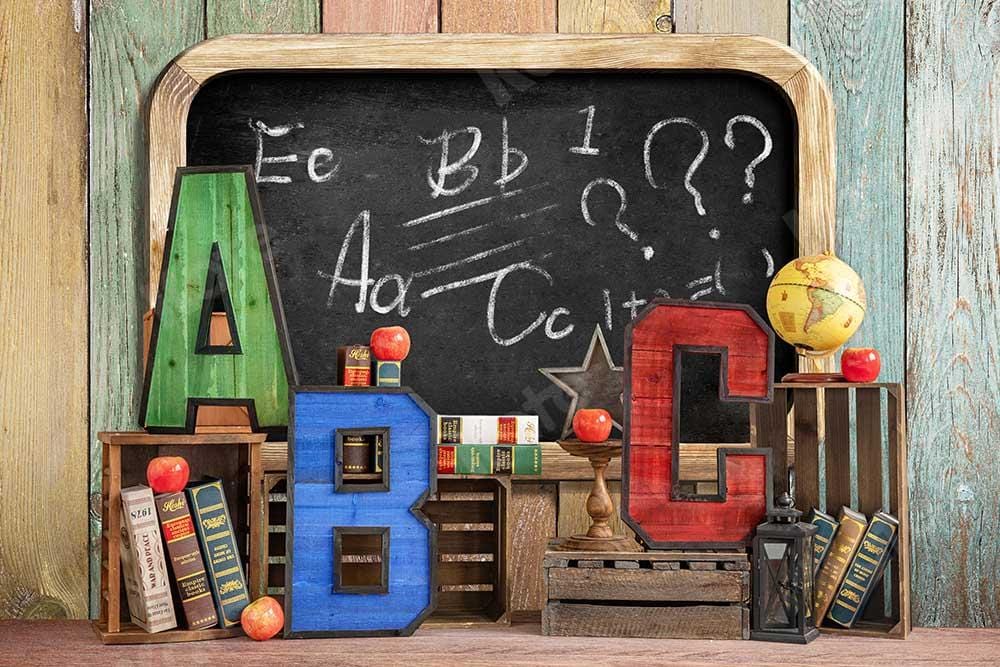 Kate Back to School Summer Blackboard Colorful ABC Backdrop - Kate Backdrop