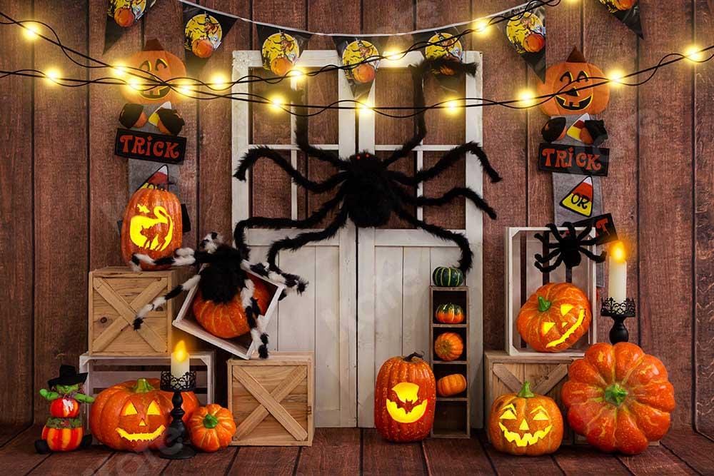 RTS Kate Halloween Pumpkin Spider Thanksgiving Backdrop