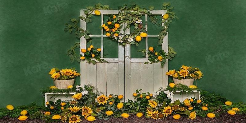 Kate Cake Smash Summer Backdrop Lemon Sunflower Barn Door Designed by Emetselch